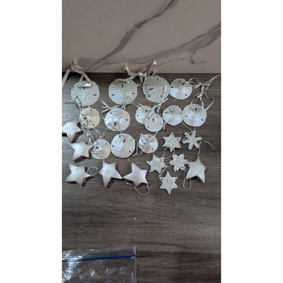 Glittery Sand Dollar Star & Snowflake Ornaments Set - Picture 4 of 5